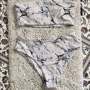 marble bandeau bathing suit
